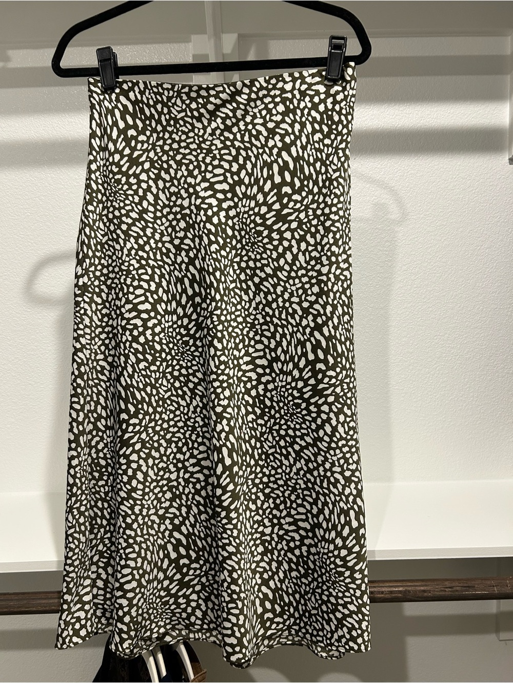 LOFT Olive and White Midi A-Line Skirt